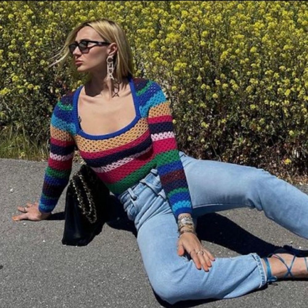 ZARA STRIPED KNIT SWEATER - Picture 7 of 14